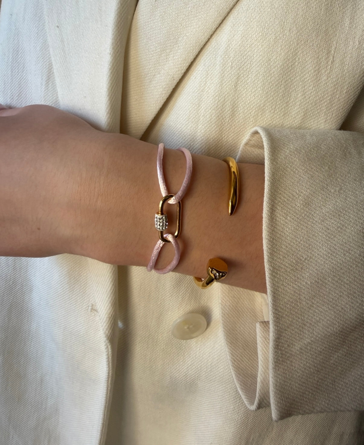 Pastel pink satin bracelet