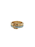 Double ring with blue zircons
